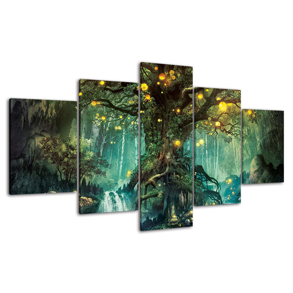 Magic Forest Trunk 5 Stykke - Canvas Veggkunst Maleri