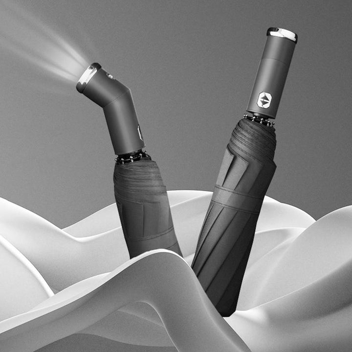 Vindbeskyttende parasoll og regnparasol med LED | Skanto