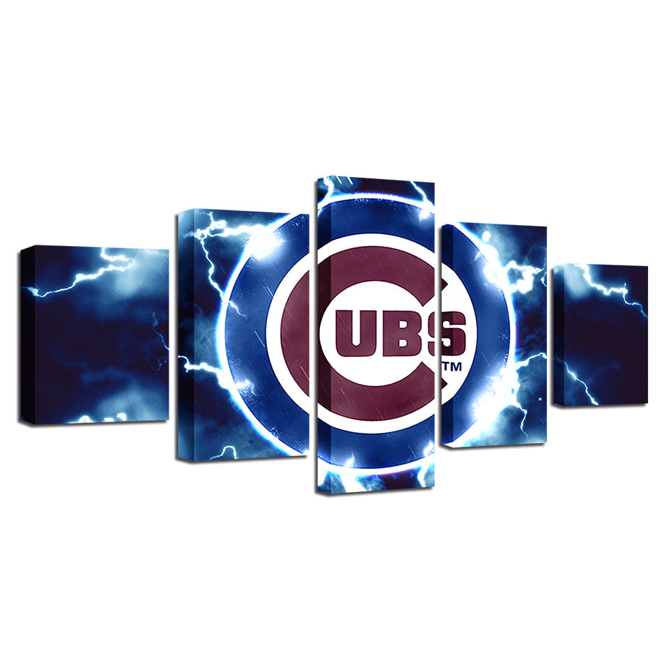 Charged Chicago Cubs 5 deler-lerret veggkunst maleri | Skanto