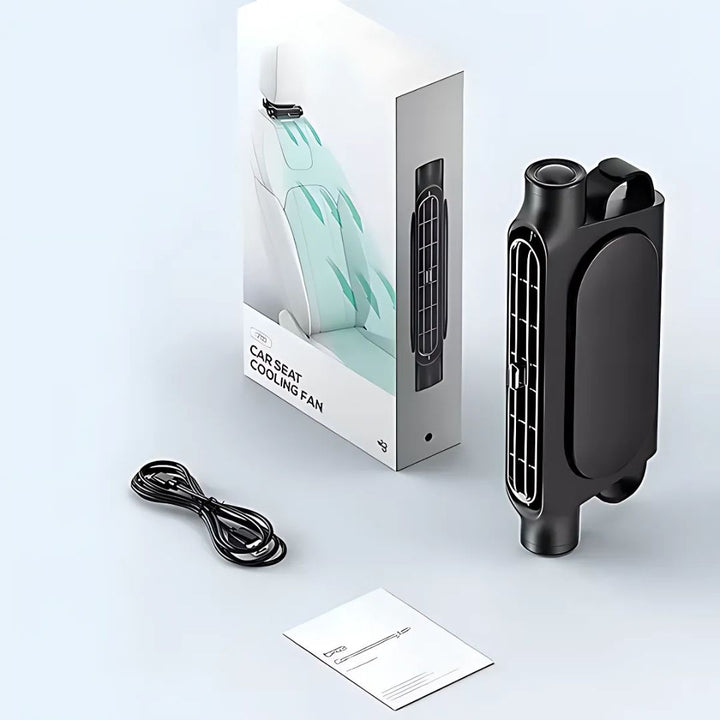 CoolDrive | USB Bilsete Kjølevifte – Justerbar 3‑Hastighet – Still Quiet USB-Drevet – Borrelåshodestøtteklips for Førere Passasjerer Kjæledyr Skanto