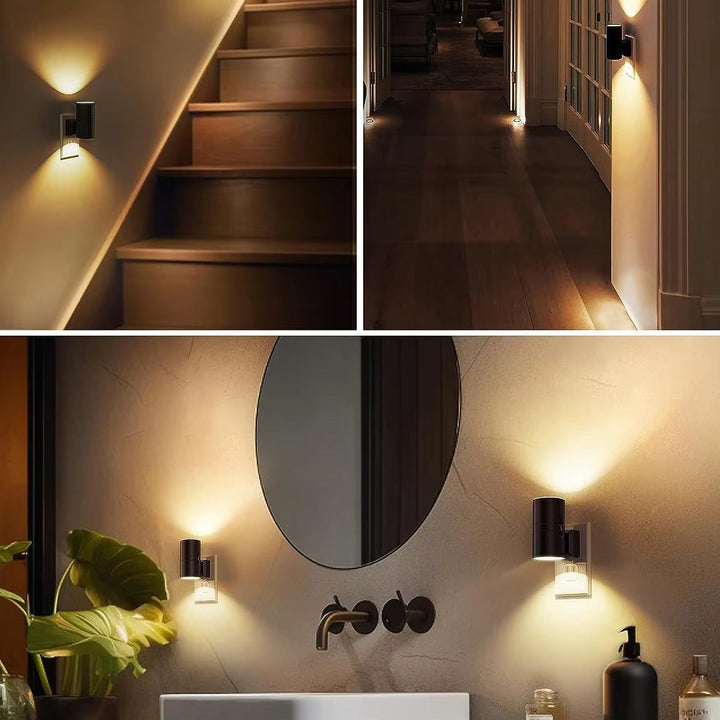 Skanto | Luksus Plug-In Ambient Nattlys – Dimbar LED Vegglampe med Sensor (3000K Varm Glød)