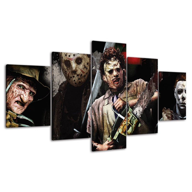 5 Piece Iconic Monster and Killer - Canvas Wall Art Painting | Skanto