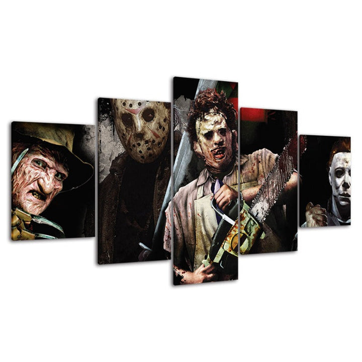 5 Piece Iconic Monster and Killer - Canvas Wall Art Painting | Skanto