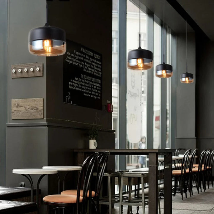 Skanto | EternaGlow Pendellampe laget av Glass og Tre | Elegant Design for Ditt Hjem