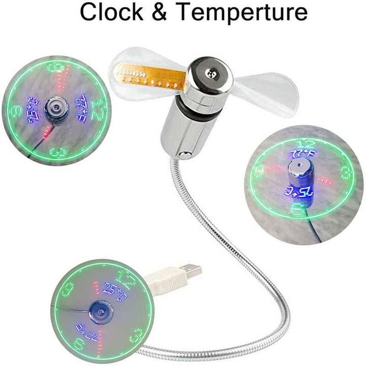 USB-vifte med LED-klokkbelysning | Skanto