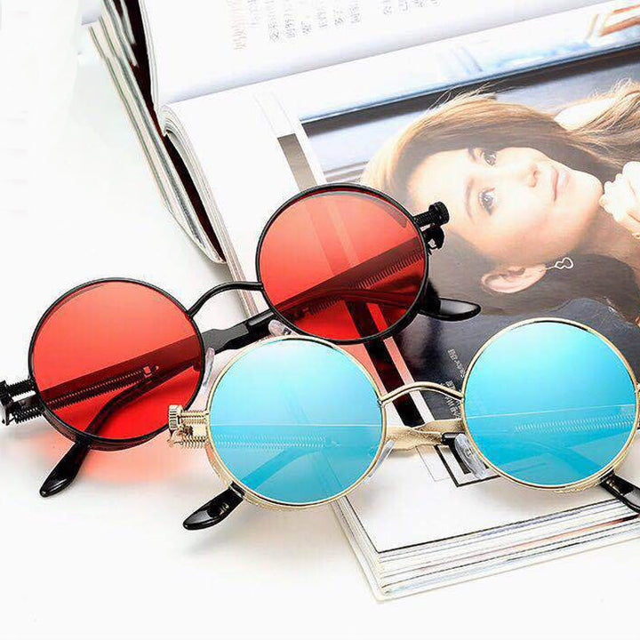 Skanto | Solbriller Steampunk Rund Linse Metallramme Unisex Briller