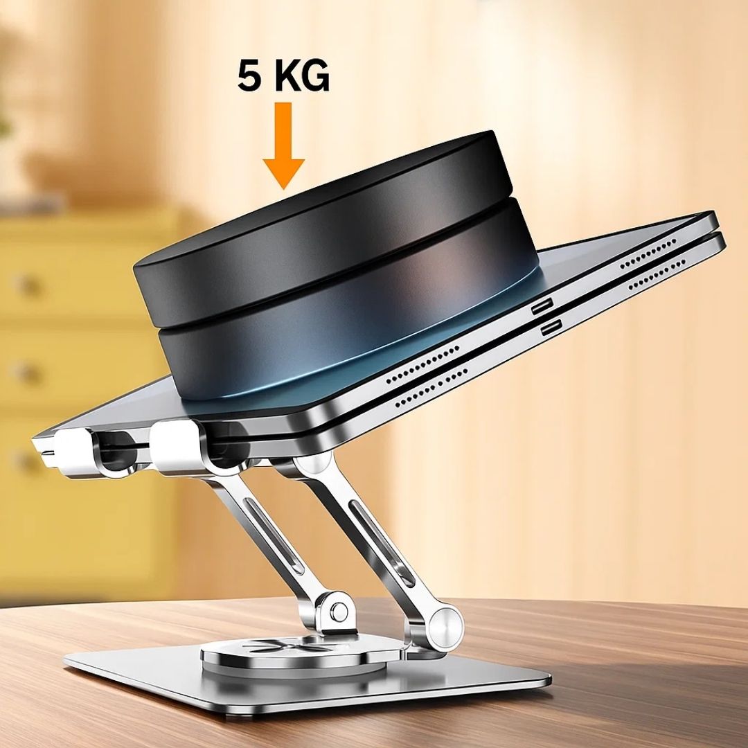 DeskEase | Justerbar Nettbrettstativ – Ergonomisk Komfort – Sammenleggbar Anti‑skli Design – Ideell for Arbeid, Studier, Reiser & Videokonferanser Skanto