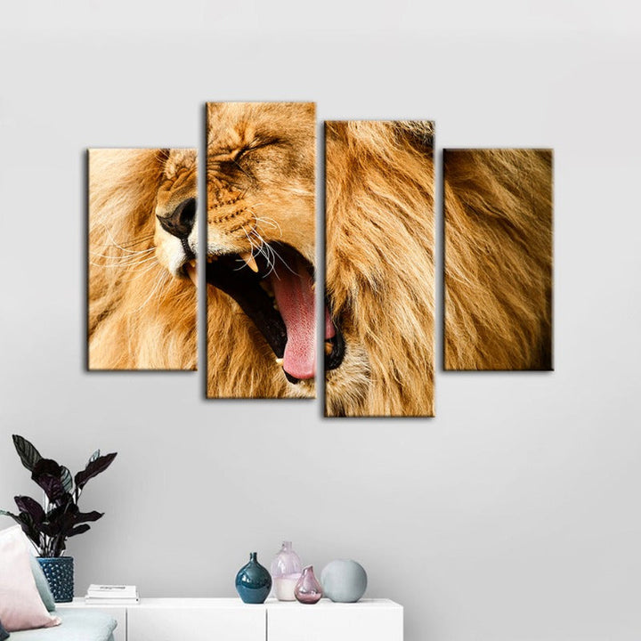 4-Piece Roaring Lion Canvas Wall Art Painting | Skanto