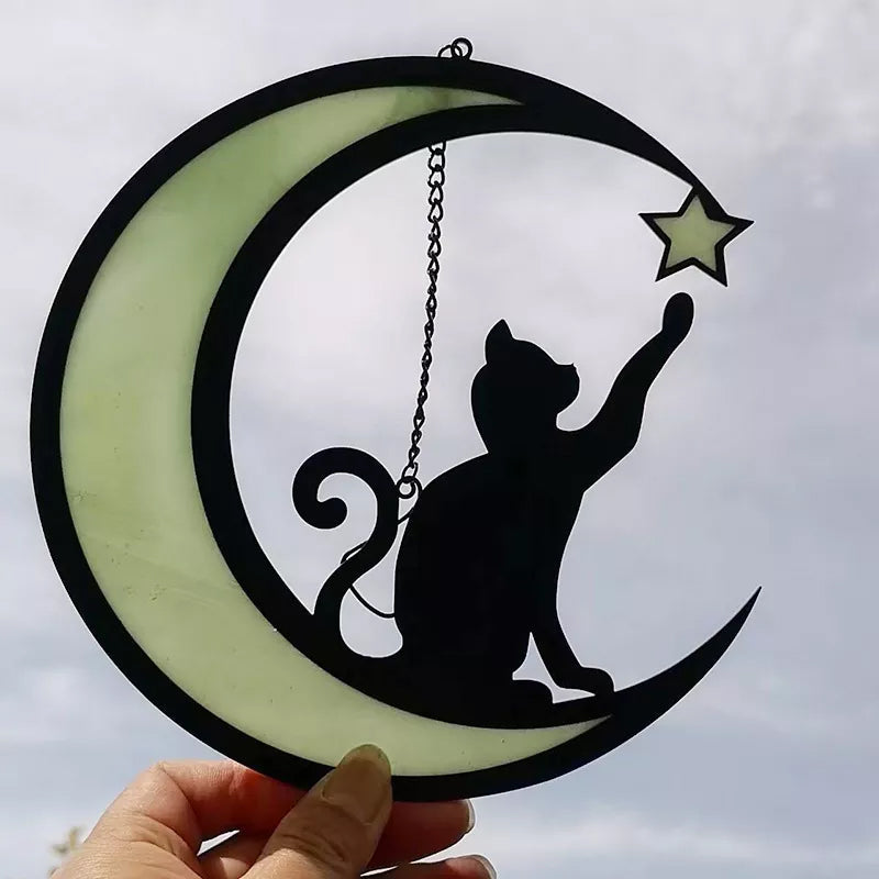 Skanto | Moon Cat Dekorasjon Anheng laget av Akryl