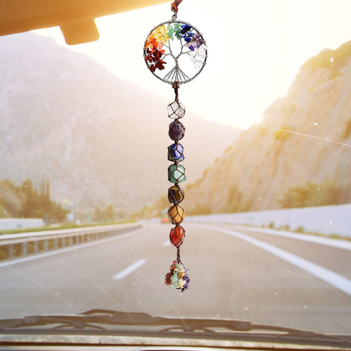 Skanto | 7 Chakra Stein Healing Crystal Livets Tre Dekorasjon