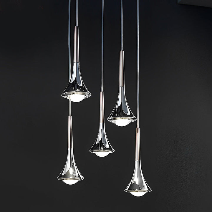 Moderne LED Pendellampe i Vanndråpeform – Justerbar Metallkrystallkjede for Stue, Soverom og Spiserom | Skanto
