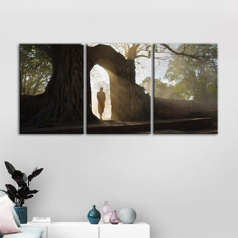 Lone Man Nature-Canvas Veggkunst Maleri 3 Deler