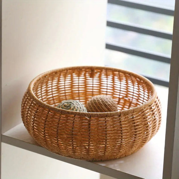 Skanto | Kuppelformet Strikket Rattan Kurv med Lokk