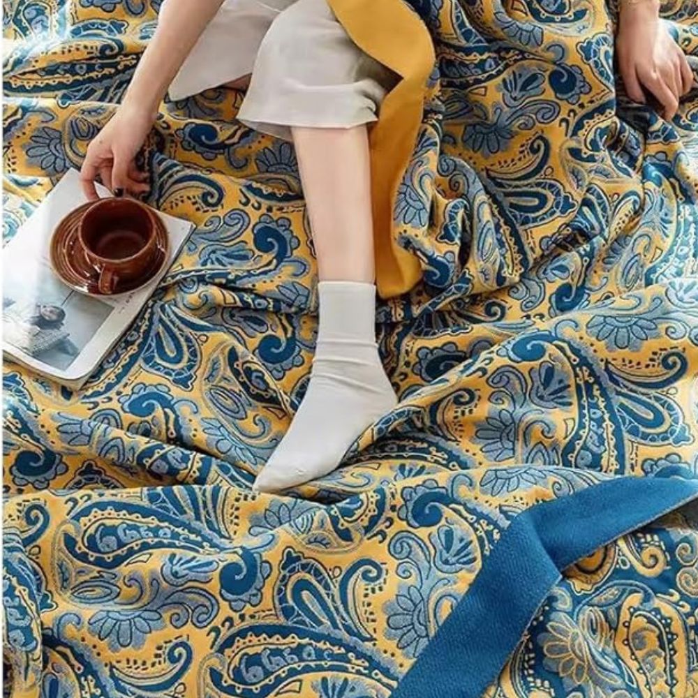 Skanto | Azure Golden Retro Bomullteppe