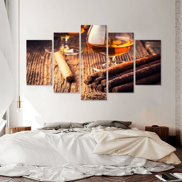 5 Piece Beautiful Brown Abstract - Canvas Wall Art Painting | Skanto