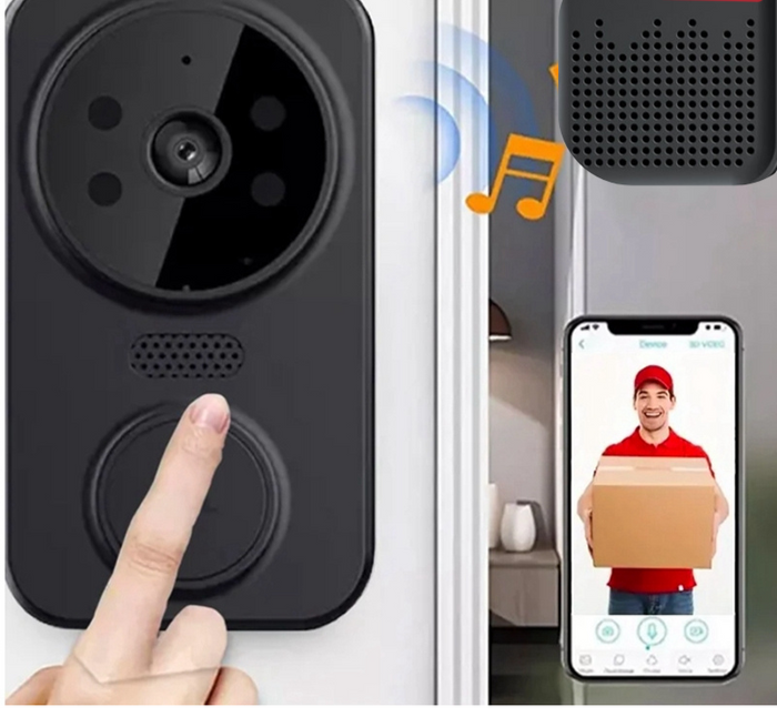 Noctiq Smart Wi-Fi Videodørklokke - HD Kamera, Nattmodus, Bevegelsessensor | Skanto