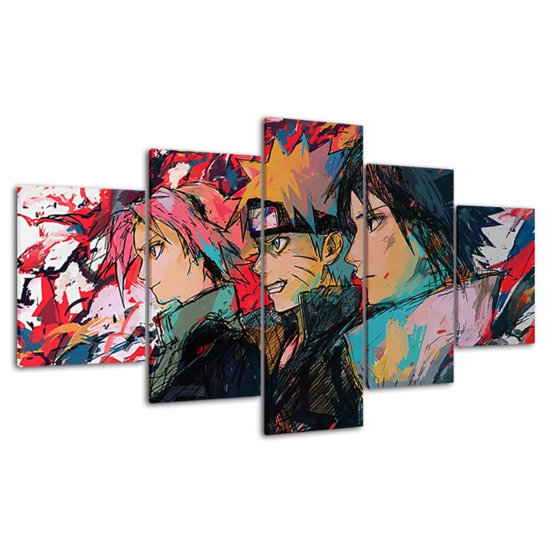 Naruto-anime-tegning – 5-delt lerretbilde