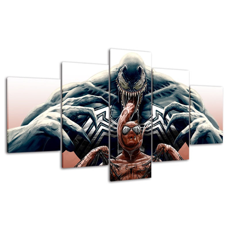 Spider-Man vs. Venom 5-delt lerretbilde | Høyoppløselige trykk