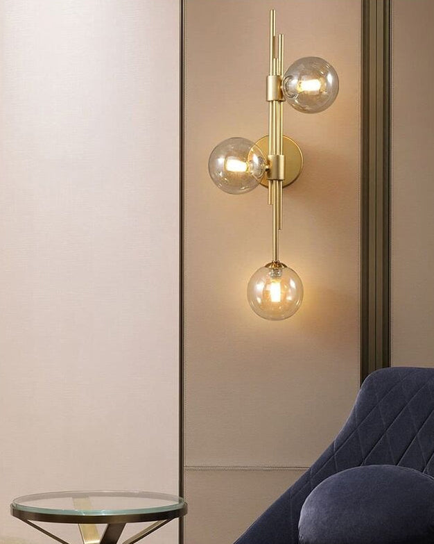 Skanto | 3 Hode Glass Ball Vegglampe - Amber