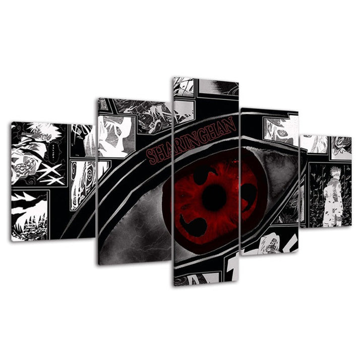 Naruto Sharingan Anime - 5-delt lerretbilde