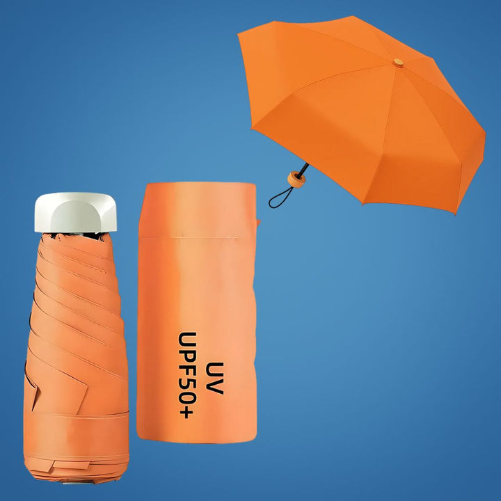 UrbanBrolly | Mini UV Sammenleggbar Paraply – UPF 50+ Solbeskyttelse – Vannavvisende – Lett Bærebar Størrelse Reise Bruk Skanto