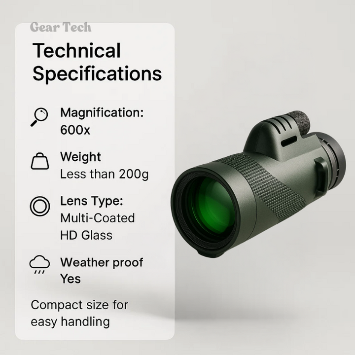 Skanto | Compact 600x Ultra-Zoom Monokular | HD Linse, Lettvekts & Perfekt for Fotturer, Fuglobservasjon, og Sportsbegivenheter