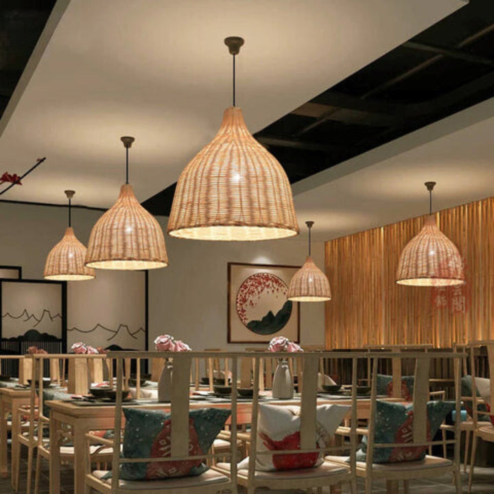 RusticGlow - Vevd Rattan Pendellampe Skanto
