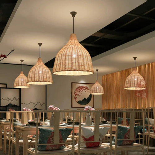 RusticGlow - Vevd Rattan Pendellampe Skanto