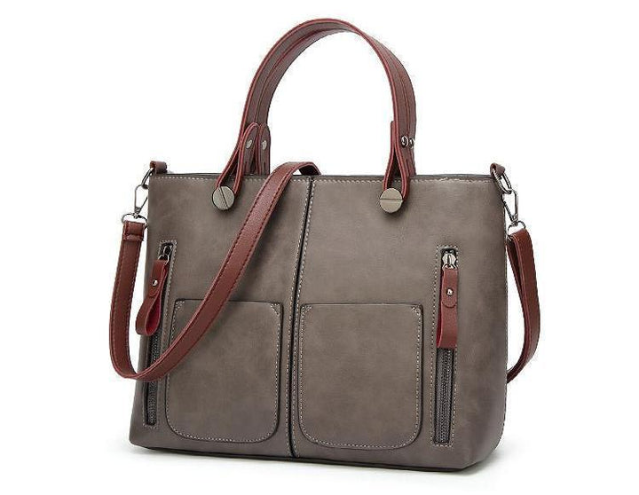 Cera - Dobbel Frontlomme Vintage Tote Håndveske | Skanto