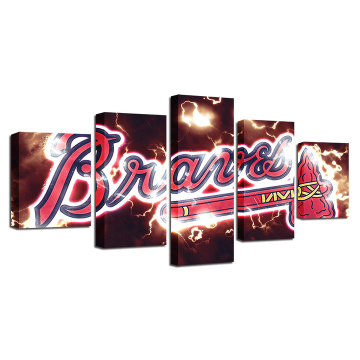 Dynamisk Braves-logo 5-delt - lerret veggkunst maling