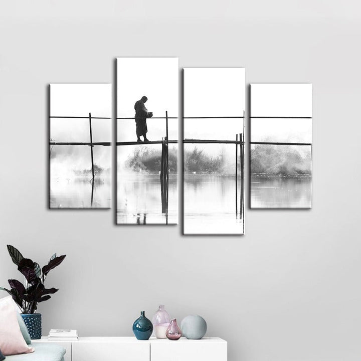 4-Piece Water Bridge - Canvas Wall Art Painting | Skanto