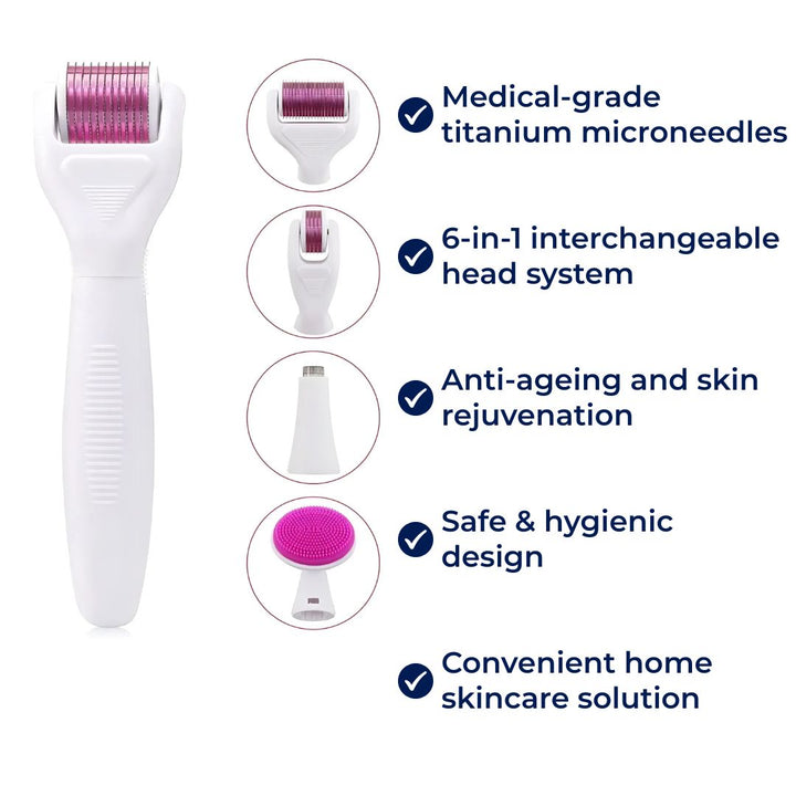 DermaGlow Mikronål Derma Roller Sett – Anti-Aging – Titan Nåler – Hjemmepleie for Kvinner Skanto