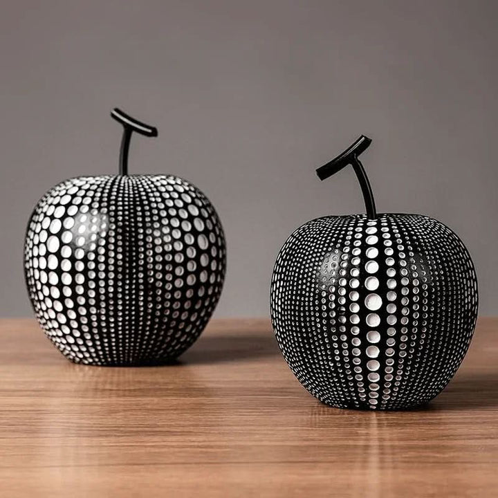 Dekorativ MonoApple-Figur – Apfel mit schwarzen und weißen Punkten