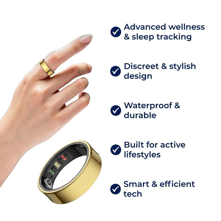 Skanto | Smart Ring Søvn- og Velvære Tracker - Vanntett Fitness Tracker Ring for Aktive Livsstiler - Helseovervåkingsenhet