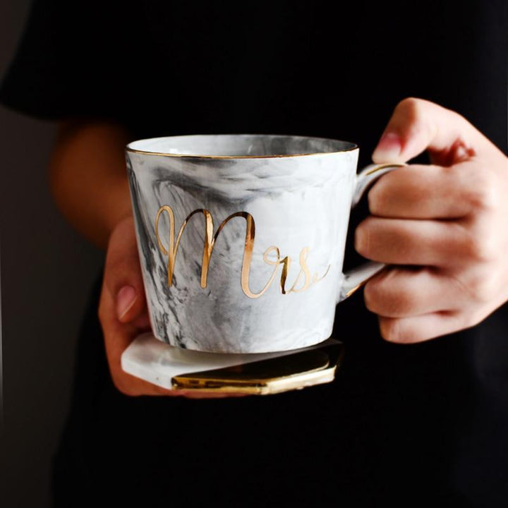 Marmor Porselen Hr & Fru Kaffe Kopper | Skanto