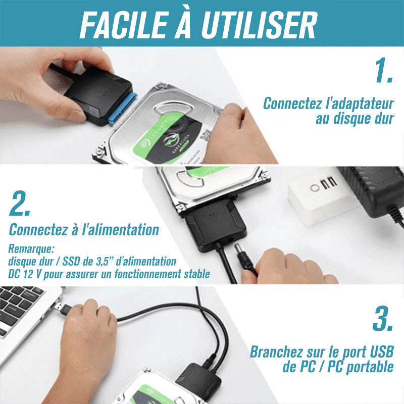USB 3.0 til SATA III harddiskadapter | Skanto