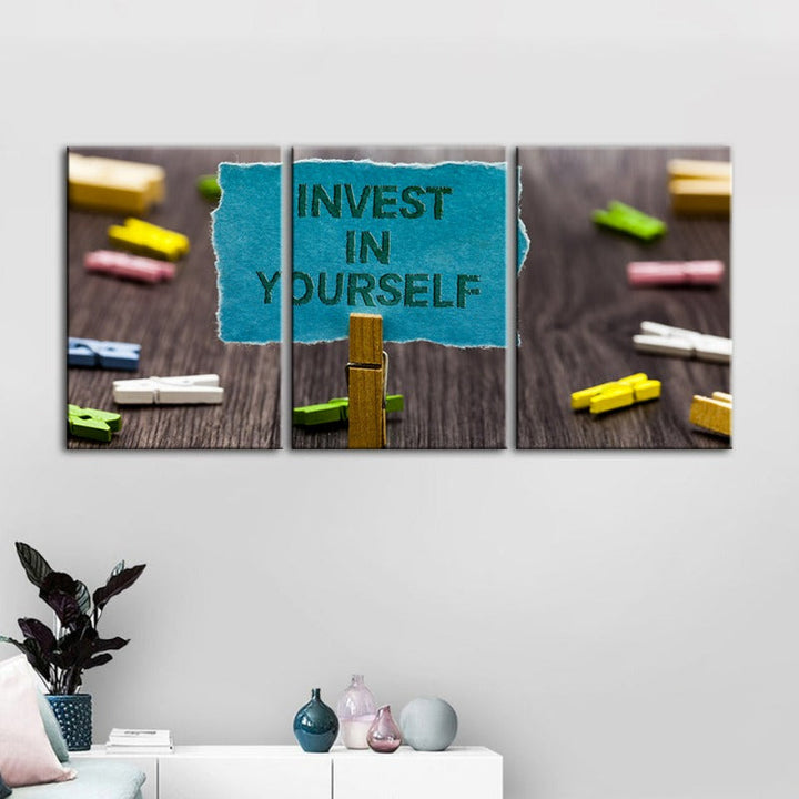 Invester i deg selv - Canvas veggkunst maleri 3 deler