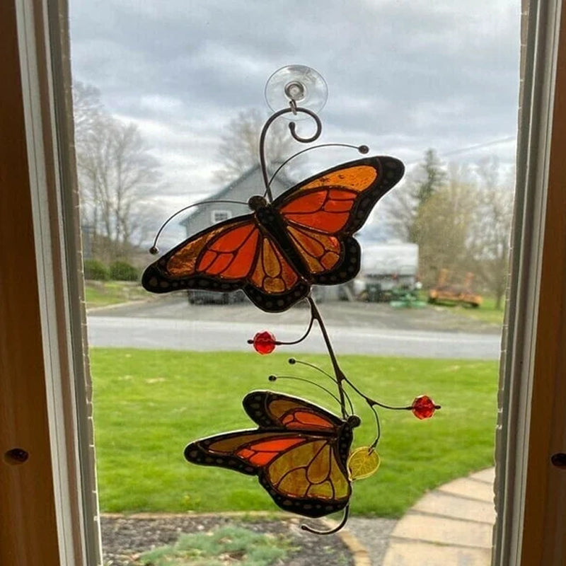 Flekkete Monarch Butterfly Glass Window Decor | Skanto
