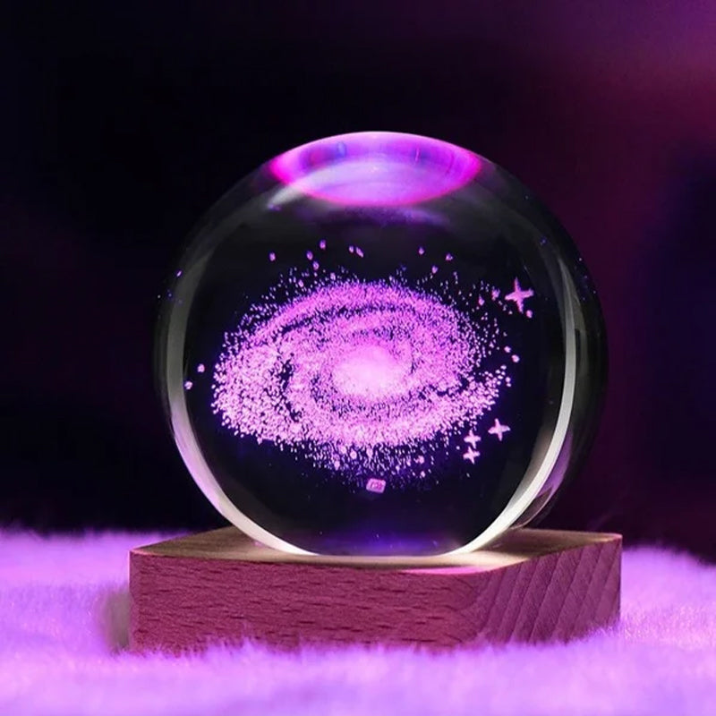 3D Galaxy Krystallkule Nattlys Dekorlampe | Skanto