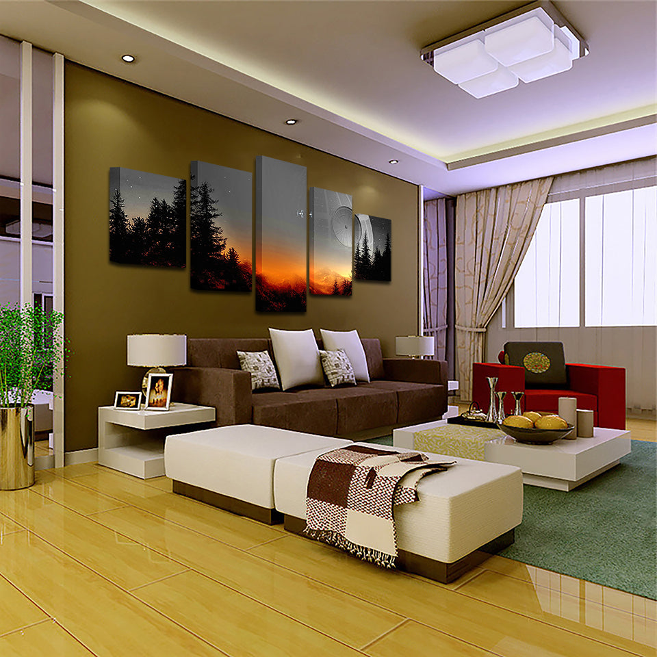 5-delt lerretbilde "Solnedgang"