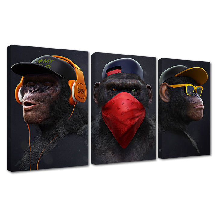 Monkey Crew 3 deler - Lerret veggkunst maleri