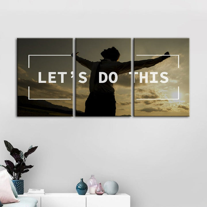 Let's Do This-Canvas Veggkunst Maleri 3 Stykker