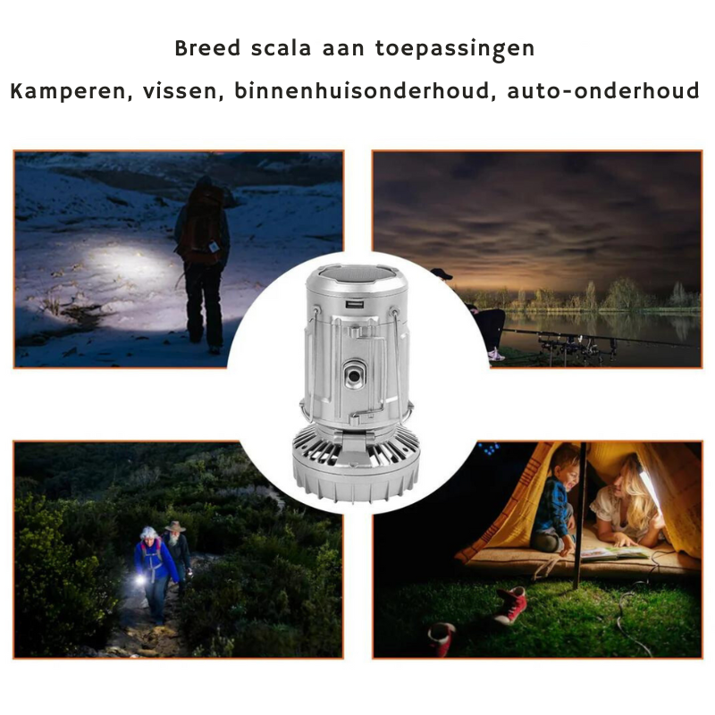 Campinglampe med vifte | Skanto