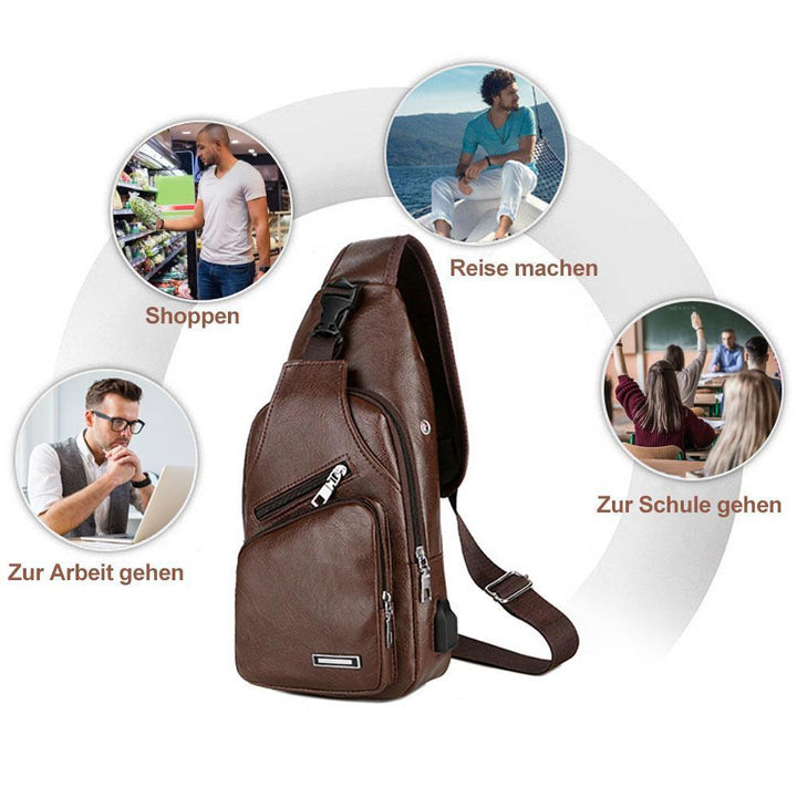 Skanto | Skulderveske Crossbody bag for menn med USB-ladeport