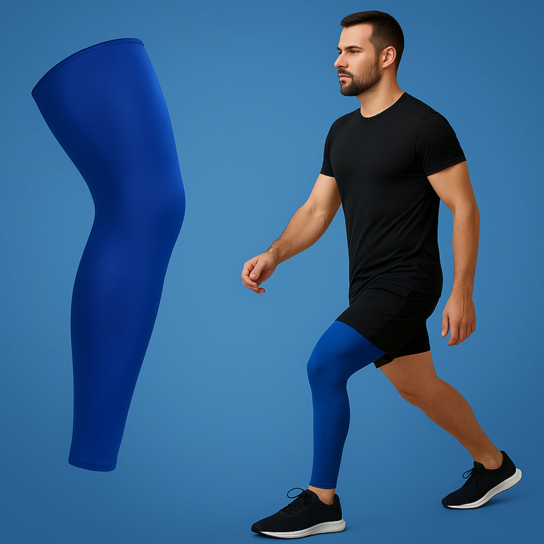 FlexiRelief | Full ben kompresjonsmansjone – Kne støtte – Graduert kompresjon – Smertelindring – Restitusjon – Hevelse reduksjon Legg