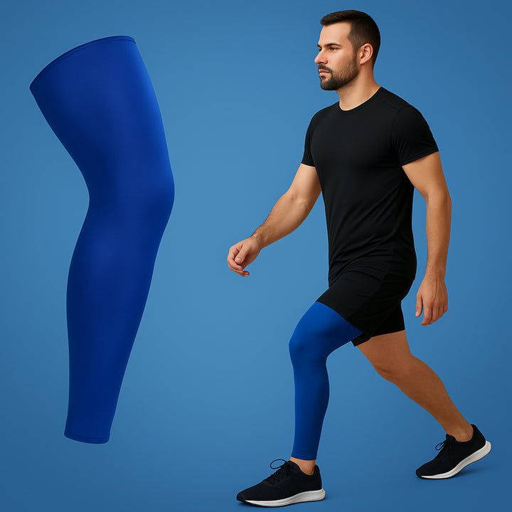 FlexiRelief | Full ben kompresjonsmansjone – Kne støtte – Graduert kompresjon – Smertelindring – Restitusjon – Hevelse reduksjon Legg