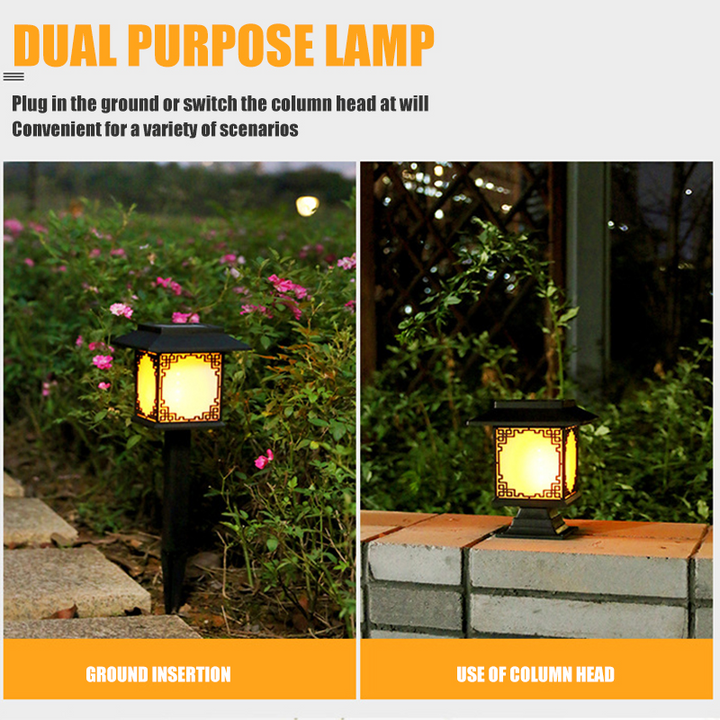 Skanto | Solar LED Hage Lampe – Stor Firkantet Lampe med Varmt Lys og Dobbelt Bruk