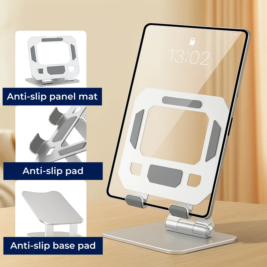 DeskEase | Justerbar Nettbrettstativ – Ergonomisk Komfort – Sammenleggbar Anti‑skli Design – Ideell for Arbeid, Studier, Reiser & Videokonferanser Skanto