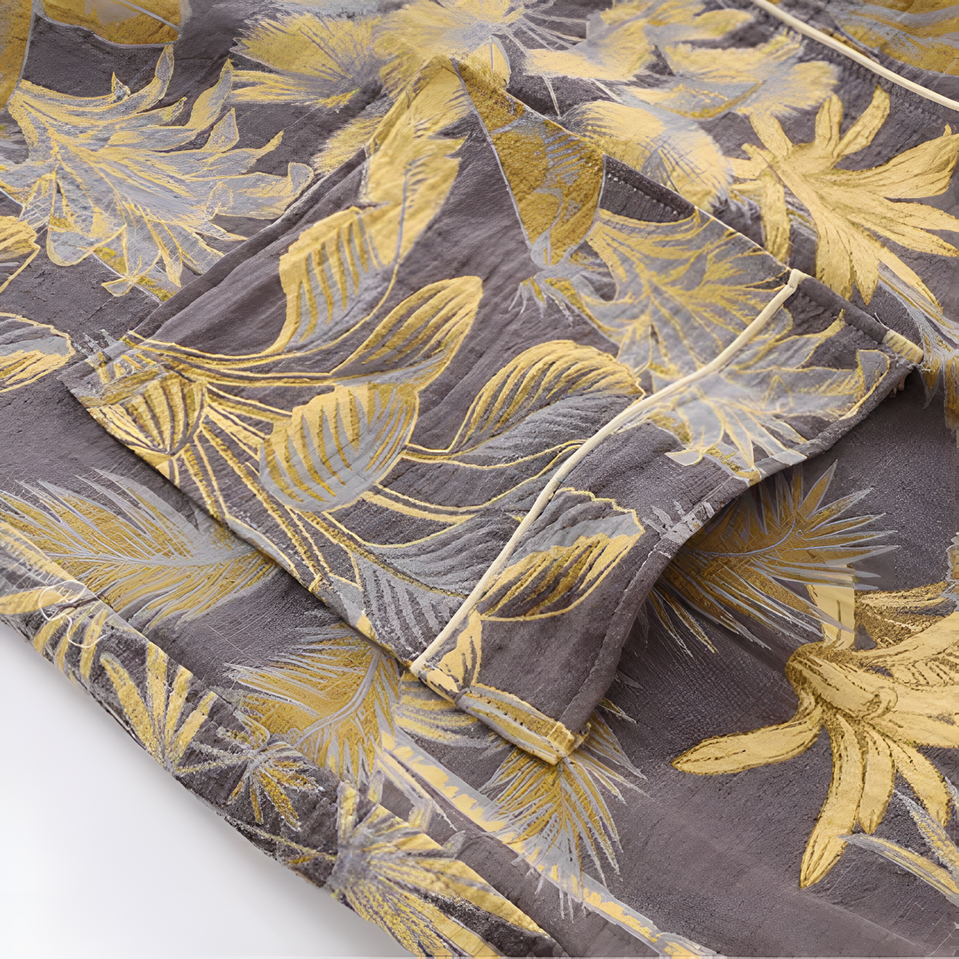 Skanto | Elegant Leaf Print Kimono Badekåpe