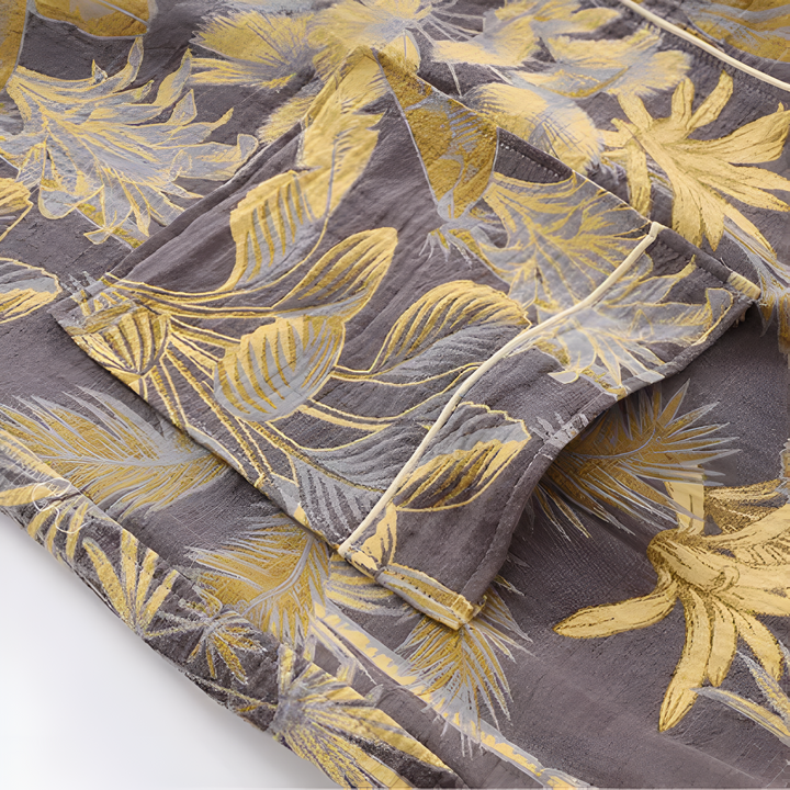 Skanto | Elegant Leaf Print Kimono Badekåpe